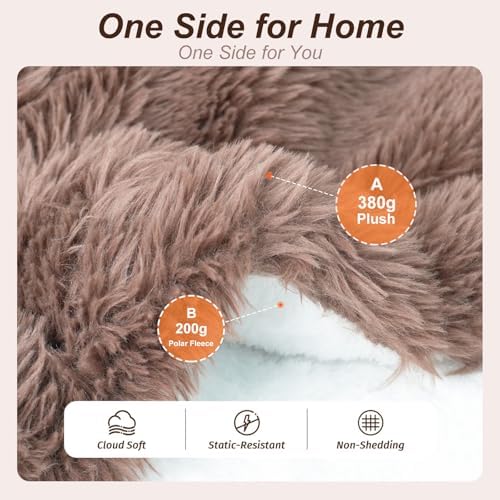 AEPINBH Heated Blanket - 6 Levels 4 Hours Auto Off Brown