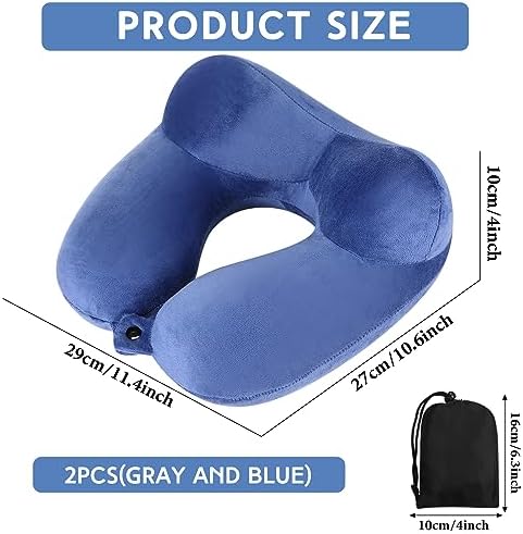 Sintuff 2 Pcs Inflatable Travel Pillow with Bag and Blindfold 1