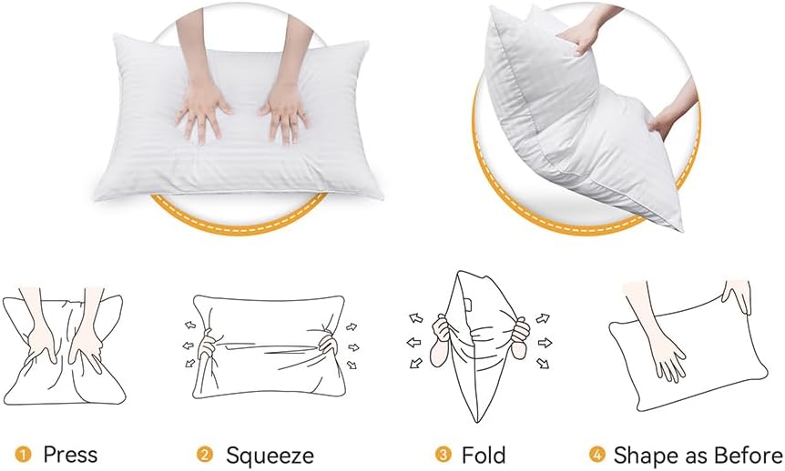 Oubonun Premium Striped Bed Pillows Queen Size Set of 2