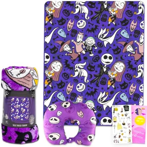 Disney Nightmare Before Christmas Travel Bundle with Blanket Pillow Stickers