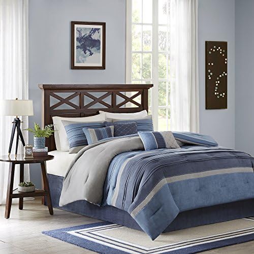 Madison Park Collins Comforter Set Cal King Blue Grey