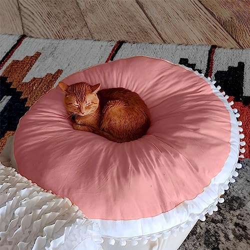 Kishome Large Round Floor Pillow for Kids 35 Inches Canopy Pink