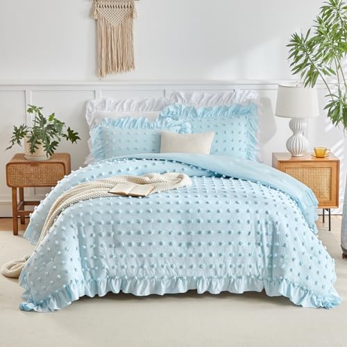 Flysheep Tufted Dots Ruffle Comforter Set Twin 3-Piece