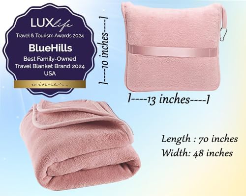 BlueHills Premium Travel Blanket Pillow 70x48 Inch