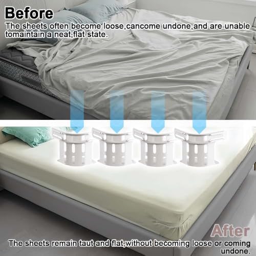 WEERSHUN Sheet Holders Set of 4 White Secure Bed Sheets
