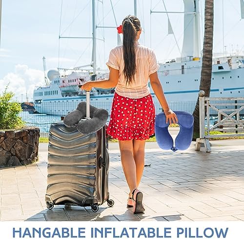 Sintuff 2 Pcs Inflatable Travel Pillow with Bag and Blindfold 1