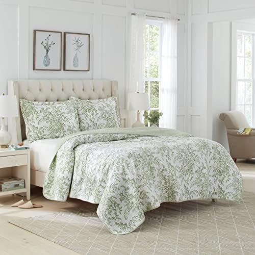 Laura Ashley King Quilt Set with Matching Shams and Bedskirt 1