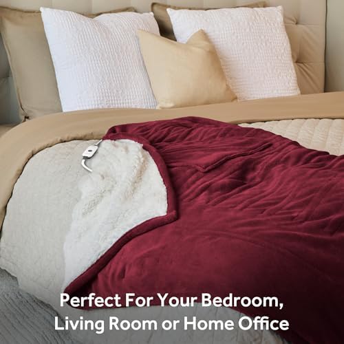 Sunbeam Royal Mink Sherpa Heated Throw 4 Heat Settings