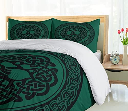 Ambesonne Celtic Duvet Cover Set Forest Green Black