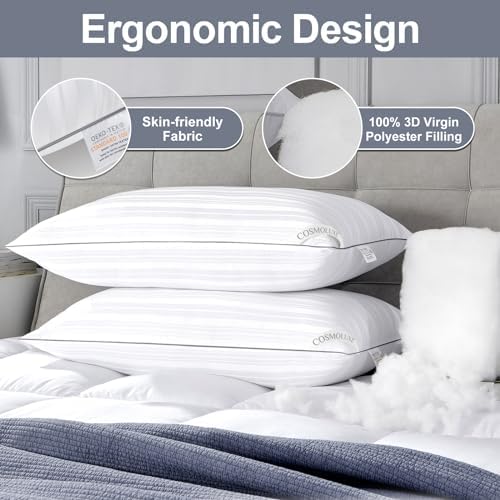 Cosmoluxe Hotel Bed Pillows 2 Pack for Back and Side Sleepers