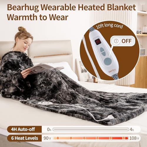 Bearhug Heated Blanket with Foot Pockets and Sleeves