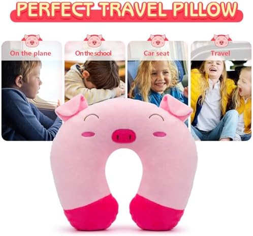 H HOMEWINS Travel Pillow for Kids with Cute Animal Design