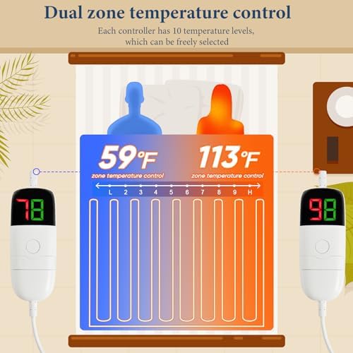 Greenoak Heated Blanket Electric King Size 100X90 Dual Control