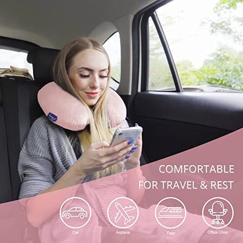 Fabuday Memory Foam Travel Neck Pillow - Pink with Snap Strap