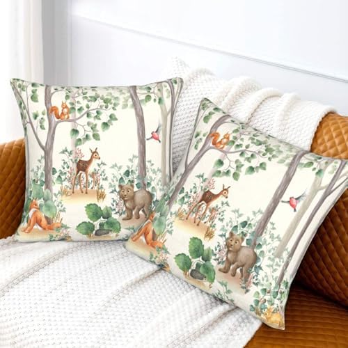 SENRUEGT Woodland Animal Pillow Covers 16x16