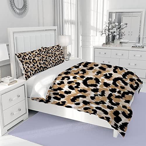Hapuxt Home Duvet Cover Set Leopard Print 3 Pieces California King