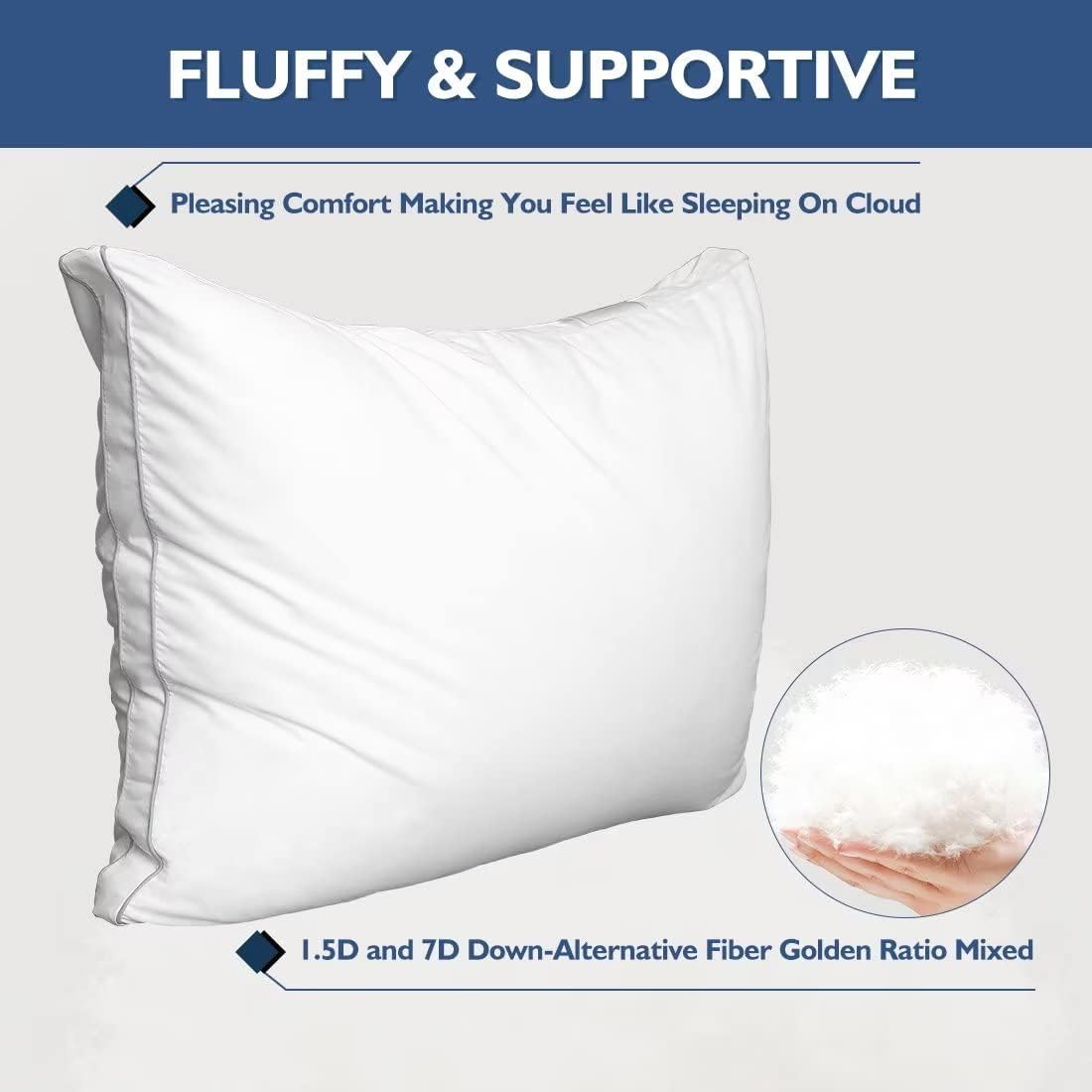 JICUSE Bed Pillows Set of 2 Hotel Quality Down Alternative 1