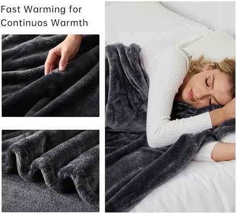 McJaw Heated Electric Blanket 72 x 84 Dark Grey