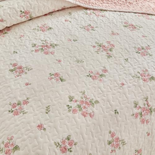 Joyreap Twin Quilt Set Floral Pink n White