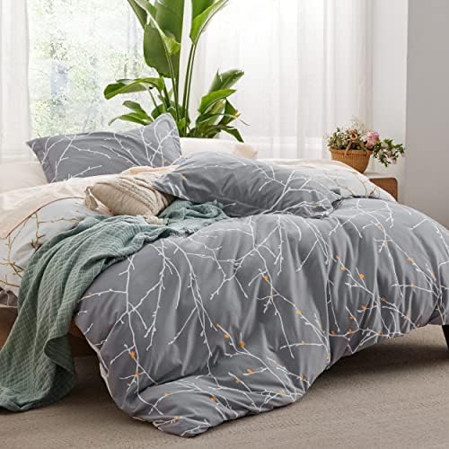 Bedsure Duvet Cover Set - Reversible Tree Branch with Zipper Closure