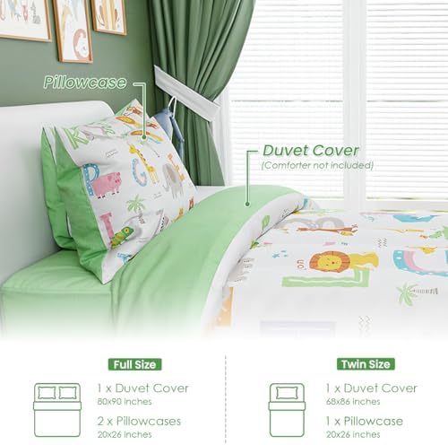 SANDJEST Alphabet Duvet Cover Set Twin Size for Kids