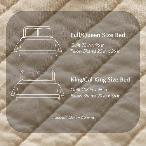EVERGRACEHOME Cotton Sateen Quilt Set Queen Size
