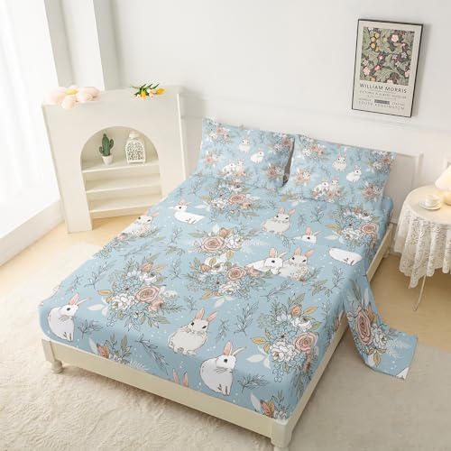 QOOMO Cute Rabbit Microfiber Kids Bedding Set