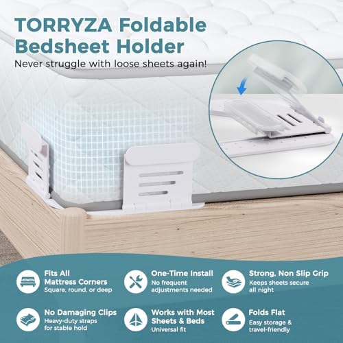 TORRYZA 2025 Bed Sheet Holder - No-Slip No-Clip Foldable