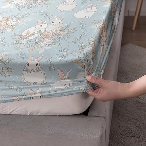 QOOMO Cute Rabbit Microfiber Kids Bedding Set