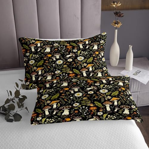 Feelyou Cute Mushroom Bedspread Kids Floral Pattern Quilted Coverlet Set