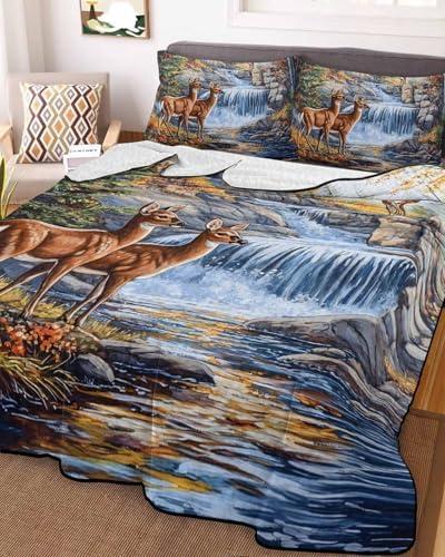 Stongaro Autumn Deer Comforter Set 3 Pieces Twin XL