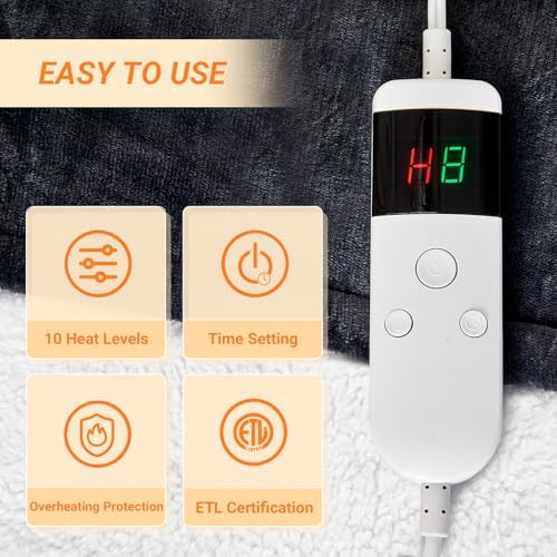 PENGZHU Electric Blanket with 10 Heat Levels