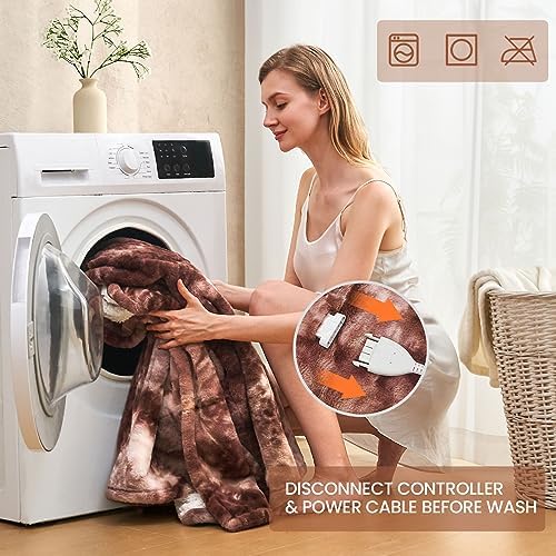 Electric Heated Blanket 50x60 Luxury White Coffee Faux Fur