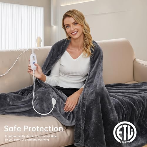 McJaw Heated Electric Blanket 72 x 84 Dark Grey