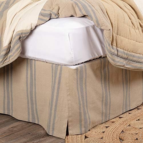 VHC Brands Queen Pillowcase Tan Grey Chambray