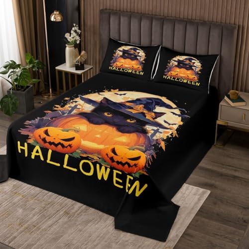 Manfei Happy Halloween Kids Bedspread Twin Size Set