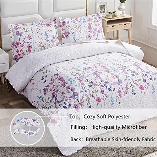 Green Essen Summer Floral Quilt Set FullQueen Size 1