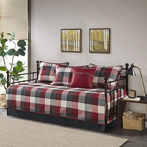 Madison Park Reversible Daybed Cover Set Plaid Red 75x39