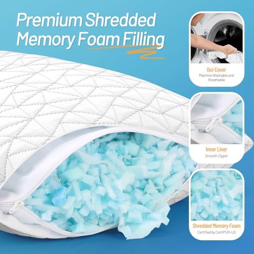 CushyOasis Shredded Memory Foam Queen Pillow