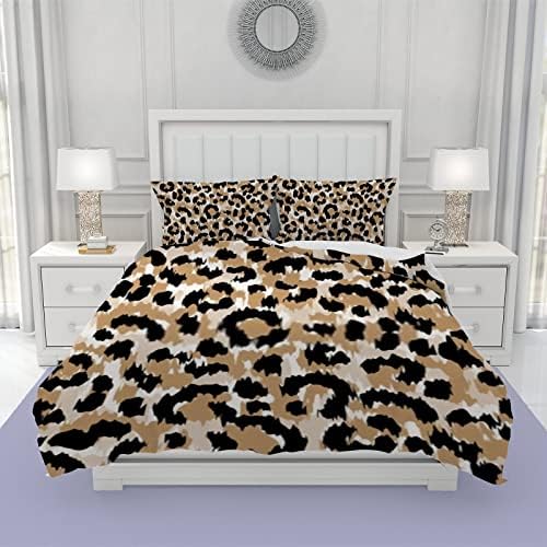 Hapuxt Home Duvet Cover Set Leopard Print 3 Pieces California King