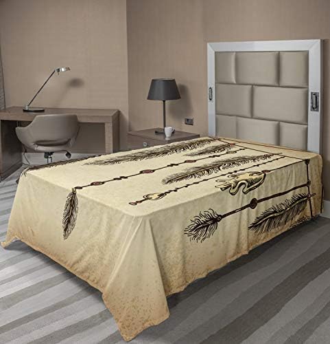 Ambesonne Tribal Flat Sheet - Brown 102x66 Inches TwinXL