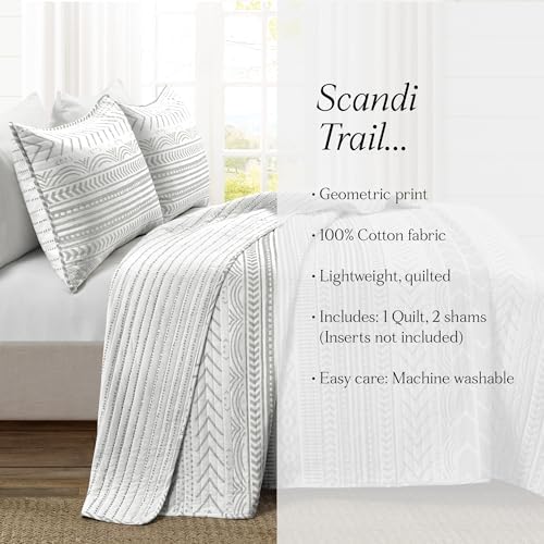 Lush Decor Hygge Geo Striped King Quilt Set