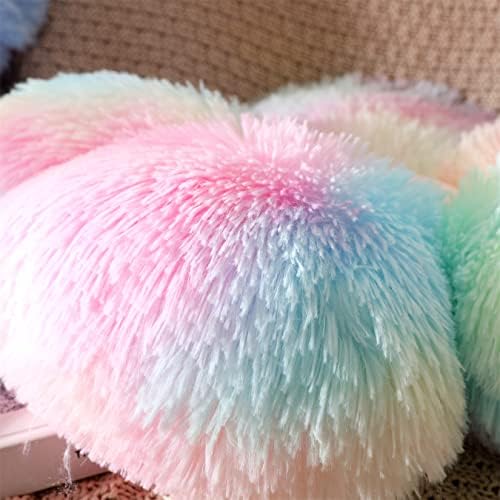 UGEYAO Rainbow Pink Flower Shaped Throw Pillow