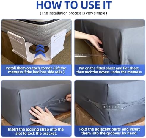 NiceTCU Bed Sheet Holders Set of 4 White