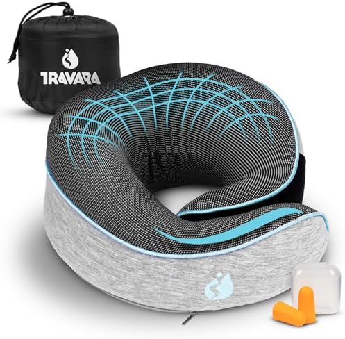 TRAVARA Memory Foam Neck Pillow for Airplanes