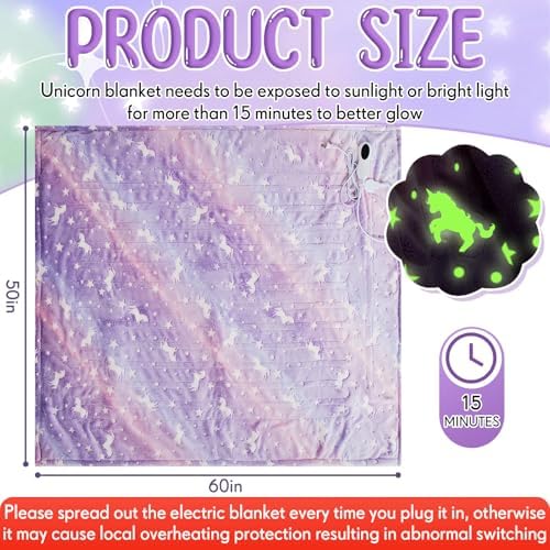 Kids Heated Blanket with 10 Levels and Glow in the Dark Design