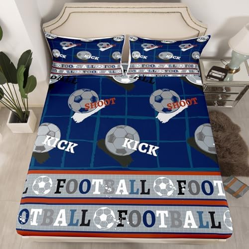 Jejeloiu Kids Football Bed Sheet Set King Size