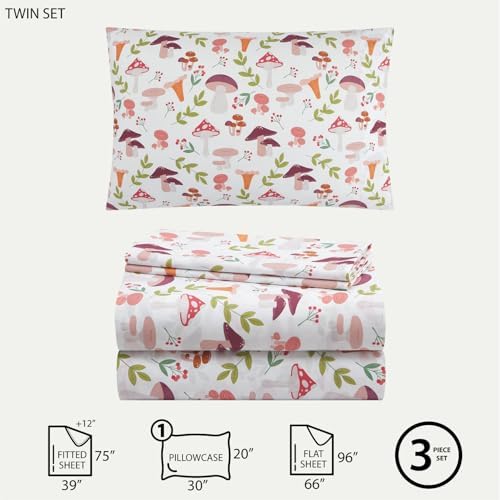 Urban Lifestyle Twin Sheet Set with Wild Mushroom Print