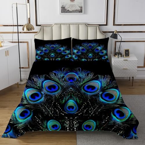 Erosebridal Peacock Feather Bedspread Set for Kids