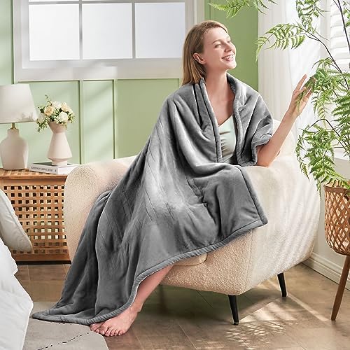 PTQ Electric Heated Blanket 50x60 Light Grey